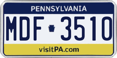 PA license plate MDF3510