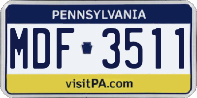 PA license plate MDF3511
