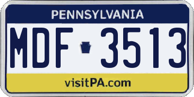 PA license plate MDF3513