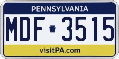 PA license plate MDF3515