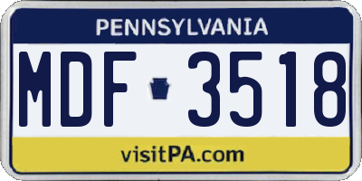 PA license plate MDF3518
