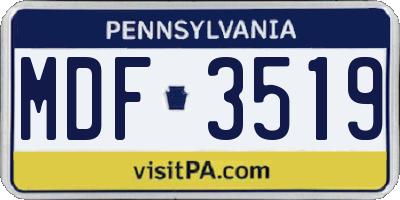 PA license plate MDF3519