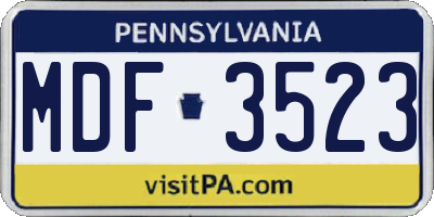 PA license plate MDF3523