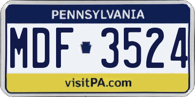 PA license plate MDF3524