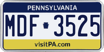 PA license plate MDF3525