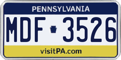 PA license plate MDF3526