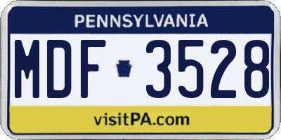PA license plate MDF3528
