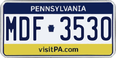 PA license plate MDF3530