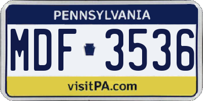 PA license plate MDF3536