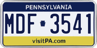 PA license plate MDF3541