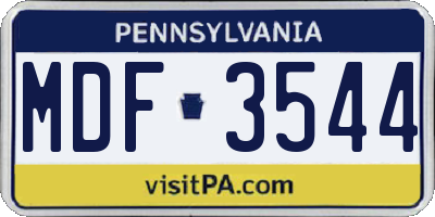PA license plate MDF3544