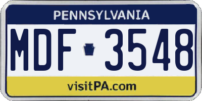 PA license plate MDF3548