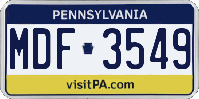 PA license plate MDF3549