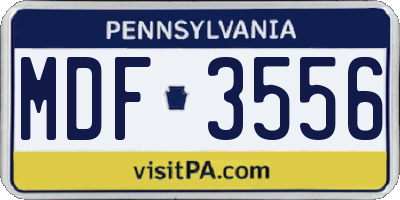 PA license plate MDF3556