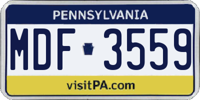 PA license plate MDF3559