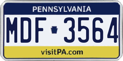 PA license plate MDF3564