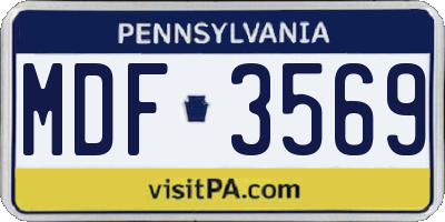 PA license plate MDF3569