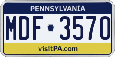 PA license plate MDF3570