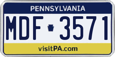 PA license plate MDF3571