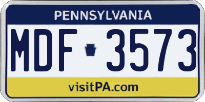 PA license plate MDF3573