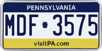 PA license plate MDF3575