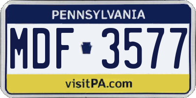 PA license plate MDF3577