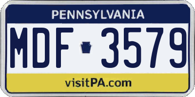 PA license plate MDF3579