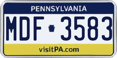 PA license plate MDF3583