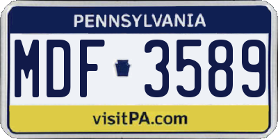 PA license plate MDF3589