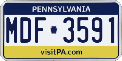 PA license plate MDF3591