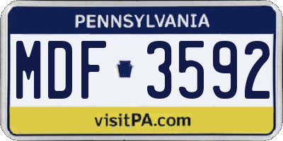 PA license plate MDF3592