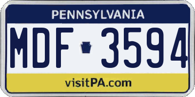 PA license plate MDF3594