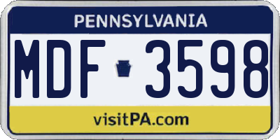 PA license plate MDF3598