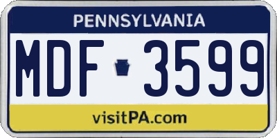PA license plate MDF3599