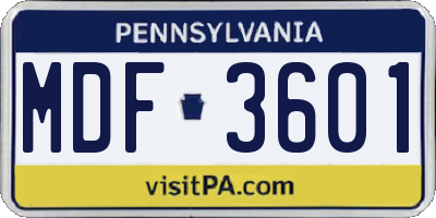 PA license plate MDF3601
