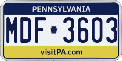 PA license plate MDF3603