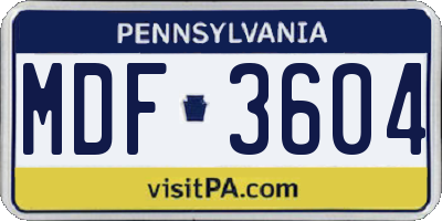 PA license plate MDF3604