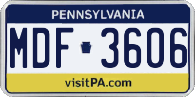 PA license plate MDF3606