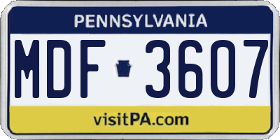 PA license plate MDF3607