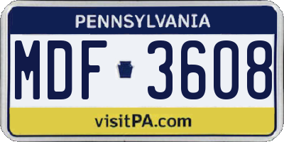 PA license plate MDF3608