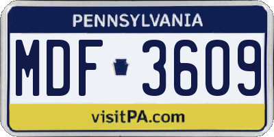 PA license plate MDF3609