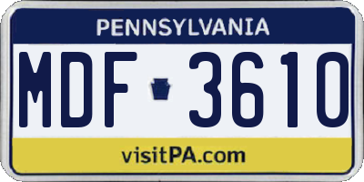 PA license plate MDF3610