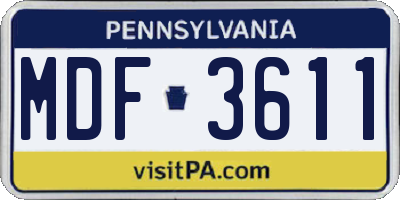 PA license plate MDF3611