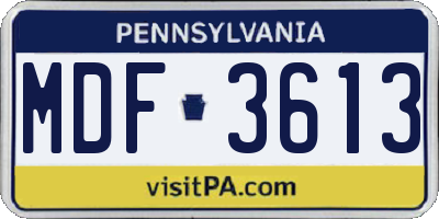 PA license plate MDF3613