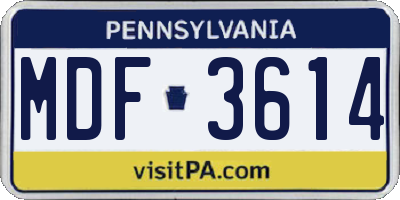 PA license plate MDF3614