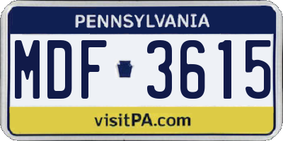 PA license plate MDF3615