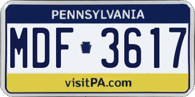 PA license plate MDF3617