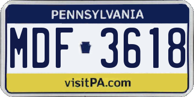 PA license plate MDF3618