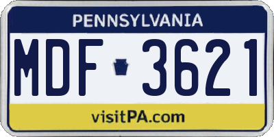 PA license plate MDF3621