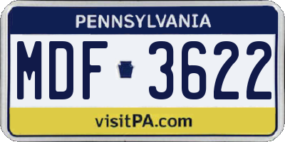 PA license plate MDF3622
